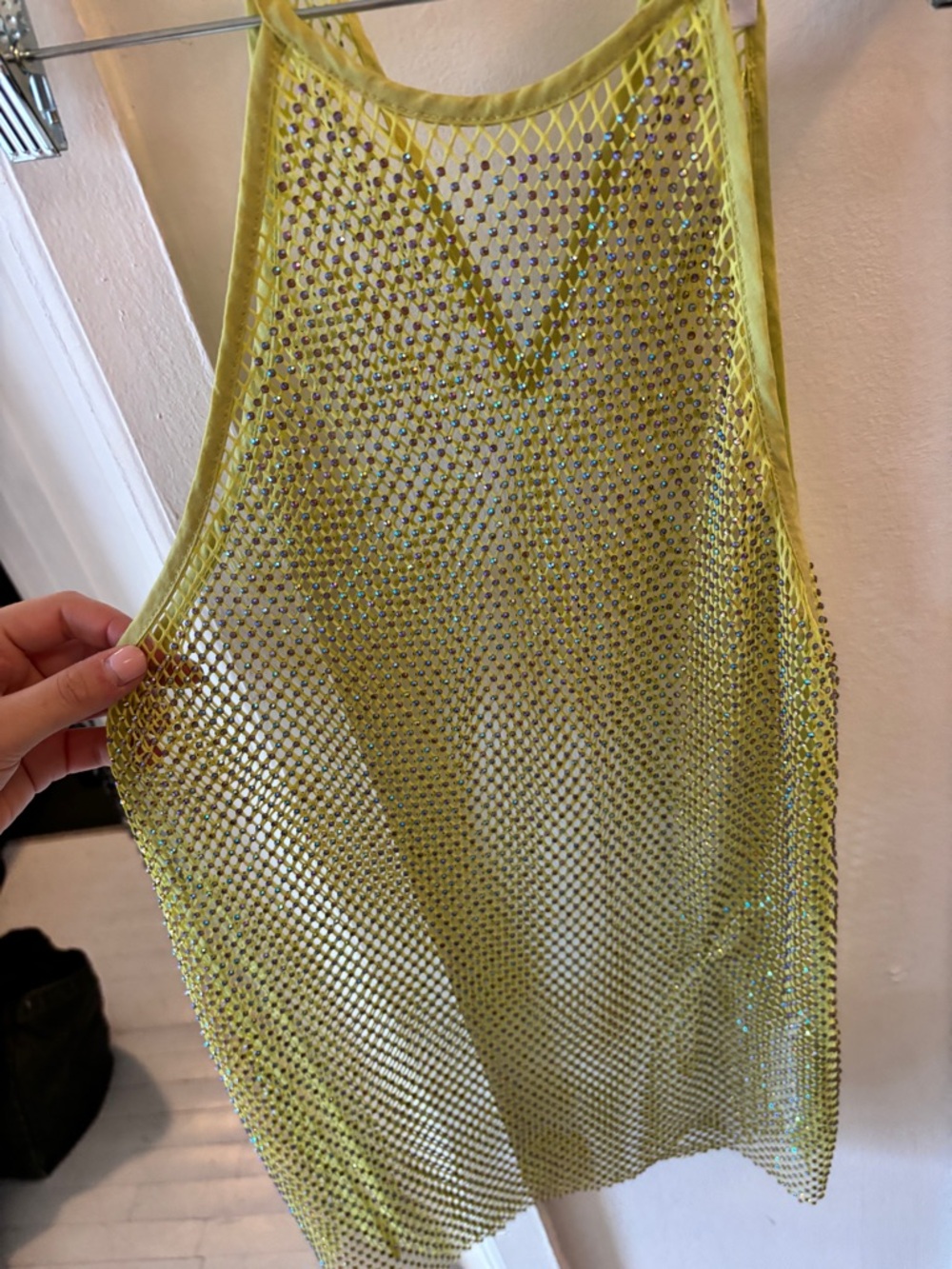 Lime Green Rhinestone Mesh Tank - Picture 5 of 5